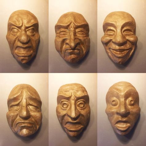 Portland exhibit features masks of ‘universal emotions’ - OPB Mask Emotion, Emotion Mask, House Design Drawing, Paper Face, Emotion Faces, Ceramic Mask, Theatre Masks, Face Carving, Different Emotions