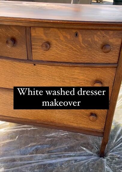 Today, I'm excited to share with you the step-by-step process of how I transformed an old piece of furniture into something new. Join me in this easy white-wash dresser makeover. White Wash Old Furniture, Oak Furniture Redo, How To Use White Wash Wood Stain, Milk Paint White Wash, How To Refinish Bedroom Furniture, Redo Dresser Ideas White, White Washing Dresser, How To Whitewash Wood Furniture, How To Bleach Oak Furniture