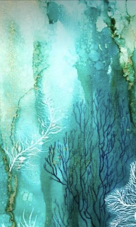 Coral Reef Art, Coral Art, Cat Air, Sea Art, Alcohol Ink Art, Ocean Art, Coral Reef, Ink Painting, Blue Water