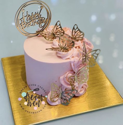 #butterflycake #pinkandgold #cake #birthdaycake 18th Birthday Cake Pink Butterfly, Girly 18th Birthday Cake, Rose Gold Cake With Butterflies, Butterfly Cake Designs Birthday, 18th Birthday Cake Butterfly, Cake With Butterfly Decorations, Butterfly Birthday Cake For Women, Cake Butterfly Design, Pink And Gold Butterfly Cake