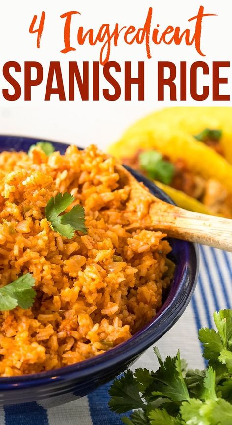 4-Ingredient Spanish Rice Recipe: The easiest and most flavorful version of authentic Mexican rice (Arroz Rojo) with only 4 simple ingredients. #ASpicyPerspective #rice #mexican #spanish Best Spanish Rice Recipe, Homemade Spanish Rice, Rice Mexican, Authentic Mexican Rice, Spanish Rice Easy, Mexican Entrees, Mexican Rice Easy, Spanish Rice Recipe, Mexican Rice Recipes