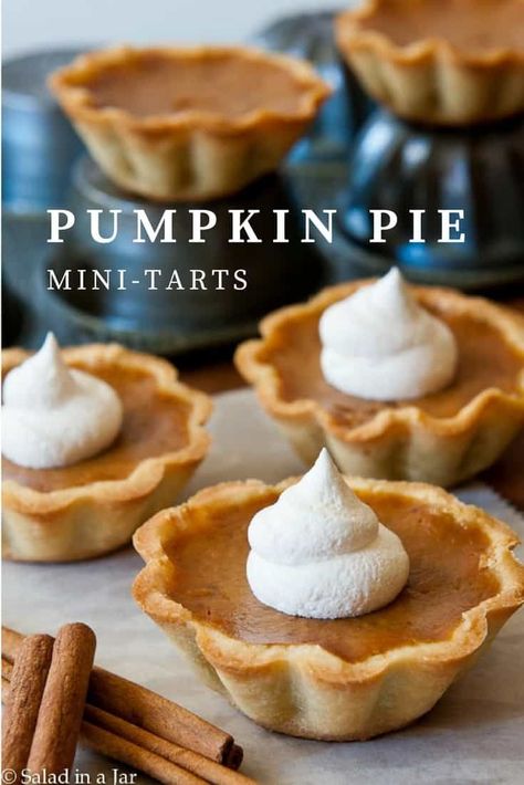 Pumpkin Pie Mini-Tarts are tiny pumpkin pies in a cookie crust making these mini-tarts easy to transport and easy to eat. #holidaydesserts #pumpkinpierecipe #mini-tarts Pumpkin Tartlets, Baking Night, Mini Pumpkin Pie, Tiny Bites, Homemade Shortbread, Pumpkin Tarts, Lil Luna, Mini Pumpkin Pies, Pie Bites