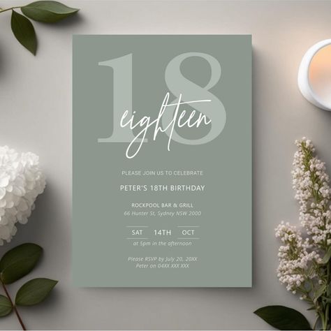 Birthday Card Invites Ideas, 18th Birthday Invitation Card Ideas, Invitation Birthday 18th, Simple Invitation Card Design, 18th Birthday Invitation Ideas, Birthday Card Graphic Design, Invitation Cards For Birthday, 18th Birthday Party Invitations, Invitation Card Design Birthday