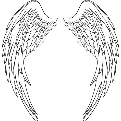 Angel Wings Side View Drawing, Angel Wings Sketch Pencil, Angel Wings Coloring Pages, Angel Wings Drawing Tattoo, Wings Angel Drawing, Folded Wings Tattoo, Angel With Wings Drawing, Angle Drawing Wings, Angel Wing Sketch