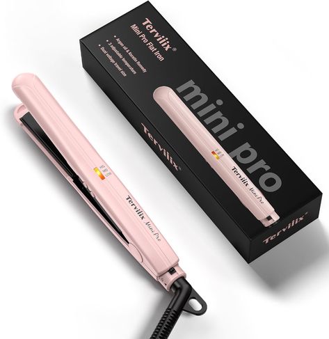 Amazon.com : Terviiix Mini Hair Straightener Adjustable Temperature, Travel-Size Mini Flat Iron, Mini Flat Irons for Short Hair/Curls Bangs, Ceramic Portable Small Hair Curler, Dual Voltage, Auto-Off, Pink, 1/2'' : Beauty & Personal Care Short Hair Curls, Travel Flat Iron, Mini Flat Iron, Mini Straightener, Curled Bangs, Mini Hair Straightener, Hair Straighteners Flat Irons, Mini Iron, Travel Hairstyles