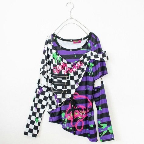 Brand New With Tags Womens Small Punk Elements, Separate Sleeves, Acdc Rag, Purple Checkered, Silly Clothes, Gloomy Bear, Scene Outfits, Harajuku Style, Scene Fashion