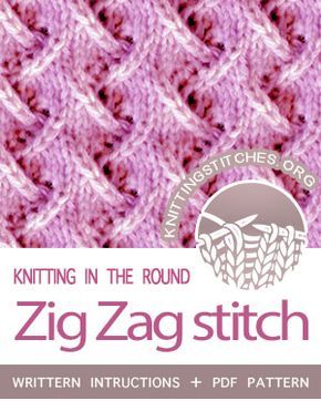 Circular Knitting - Zig Zag stitch pattern. Techniques Used: Working in the round, Knit, Purl, K2tog, SSK. #CircularKnitting #knitintheround Zig Zag Knitting Pattern, Baby Blanket Knitting Pattern Easy, Baby Boy Knitting Patterns Free, Rib Stitch Knitting, Knitting In The Round, Lace Knitting Stitches, Zig Zag Stitch, Baby Boy Knitting Patterns, Knit Purl