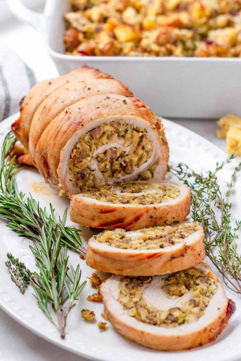 Turkey Roulade With Stuffing, Homemade Turkey Stuffing, Stuffing Sausage, Turkey Rolls, Turkey Roulade, Turkey Roll, Turkey Stuffing Recipes, Sausage Stuffing Recipe, Roulade Recipe