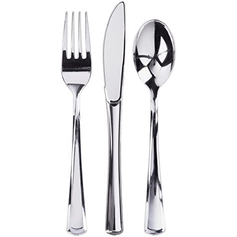 Plastic Party Plates, Disposable Cutlery, Plastic Silverware, Plastic Utensils, Plastic Forks, Plastic Cutlery, Utensils Set, Plastic Spoons, Silver Flatware