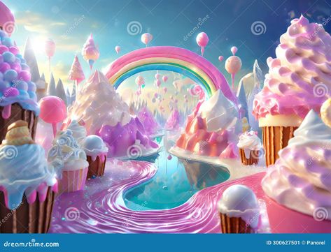 Ice Cream World Illustration, Candy World Illustration, Ballet Backdrop, Fairy Tale Landscape, Tooth Illustration, Jelly Cupcakes, Ice Cream World, Jelly Ice Cream, Ice Landscape