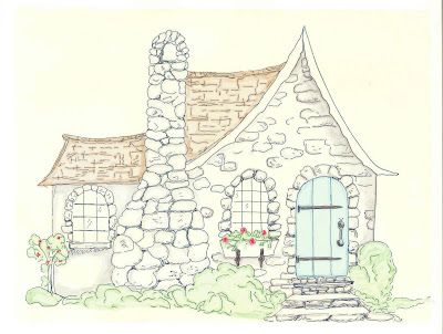 Je me sert du dessin pour broder Drawing Of A Cottage, Cottage Line Drawing, Cottage House Tattoo, How To Draw A Cottage, Stone House Drawing, Cottage Drawing Simple, Cottage Doodle, Cottage House Drawing, Cottage Drawings