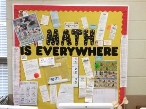 Math is Everywhere | Second Grade Smarties Cool Bulletin Boards, Maths Classroom, Preschool Quotes, Math Is Everywhere, Hallway Bulletin Boards, High Quotes, Math Bulletin Boards, Preschool Math Games, Winter Bulletin