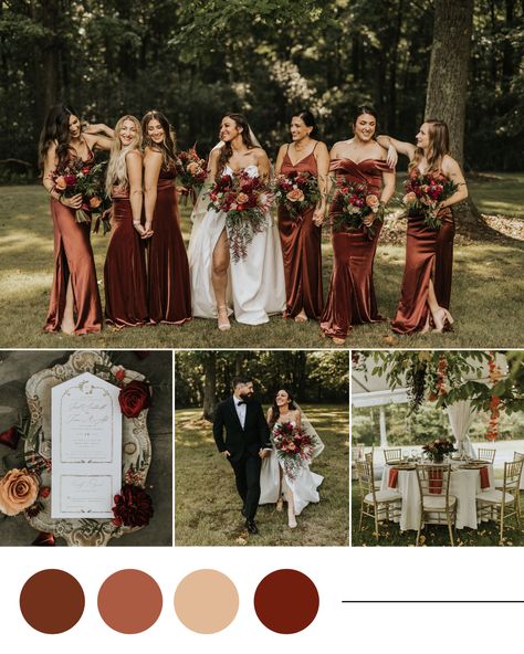 October Wedding Color Palette, Orange And Maroon Wedding, November Wedding Colors Schemes, Maroon Wedding Colors, November Wedding Flowers, November Wedding Colors, Bridesmaid Dress Color Schemes, Wedding Schemes, Wedding Brainstorming