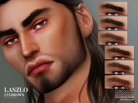 Pralinesims' Laszlo Eyebrows N141 Sims Eyebrows, Cc Skin, Sims 4 Hair Male, Curly Hair Trends, Bushy Eyebrows, Black Eyebrows, Makeup Cc, Hair Male, Guys Eyebrows