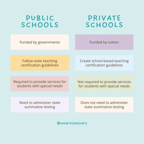 What are the differences between private and public school? From pressures and test scores to training and pay, here's all you need to know. Private Vs Public School, Private School Vs Public, Teacher Career, School Advertising, Teacher Salary, First Year Teaching, Professional Development For Teachers, School Essay, We Are Teachers