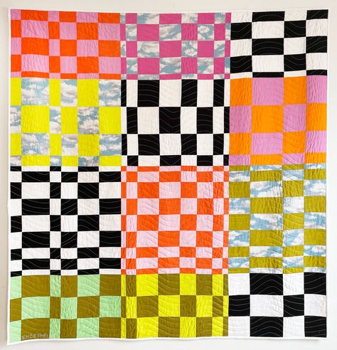 Mcm Quilt, Neon Color Palette, Neon Fabric, Retro Quilt, Neon Colour Palette, Improv Quilting, Fabric Weaving, Abstract Quilt, Paper Weaving