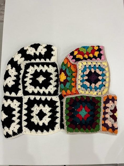 Item Information *Crochet Granny Square Balaclava *You can clean it in wash machine at 30 degrees. *If you have any questions you can contact us. (Customization,size, shipping etc.) Welcome to AlisdaKnit!  We started our journey with my mother we opened a little Instagram page called @alisdaknit for handmade, knitted clothes, crochet clothes; from now on we just started to sell in Etsy. You can find different kinds of designed clothes in our page. Our location is İzmir/ Turkey, but we can ship w Granny Squares Clothes, Granny Square Beret, Granny Square Balaclava Pattern, Winter Crochet Hat With Granny Square, Crochet Granny Square Balaclava Pattern Free, Granny Balaclava, Christmas Crochet Hat, Granny Square Clothes, Crochet Balaclava Granny Square