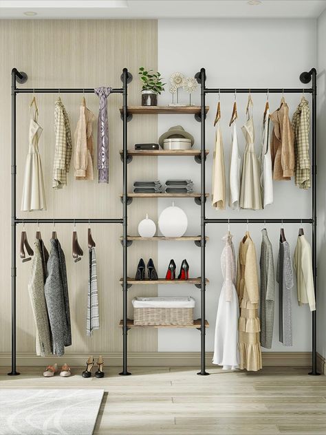 Pipe Closet, Mounted Clothing Rack, Industrial Pipe Clothing Rack, Industrial Clothing Rack, Wall Mounted Clothing Rack, Pipe Clothes Rack, Organiser Son Dressing, Industrial Clothing, Coat Storage