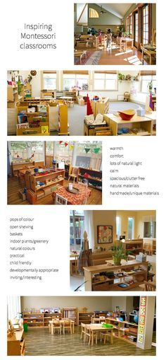 Inspiring Montessori Classrooms on how we Montessori Montessori Space, Nursery Setup, Preschool Portfolio, Teaching Styles, Preschool Classrooms, Eyfs Ideas, Blocks Preschool, Montessori Environment, Teacher Office