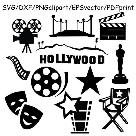 Hollywood SVG bundle hollywood clipart movie star svg Old Hollywood Drawing, Hollywood Doodles, Hollywood Graphic Design, Movie Svg Free, Hollywood Clipart, Hollywood Homecoming, Hollywood Illustration, Hollywood Drawing, Hollywood Font