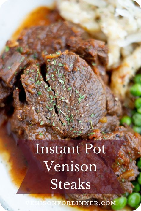 Save time with tender venison steaks in the Instant Pot! With a quick sauce from pantry ingredients, just cook noodles and dinner is served. Venison Instapot Recipes, Deer Steak Instant Pot, Venison Tenderloin Recipes Instant Pot, Instant Pot Venison Steaks, Venison Instant Pot, Venison Instant Pot Recipes, Pressure Cooker Venison, Venison Stir Fry, Venison Recipes Crockpot