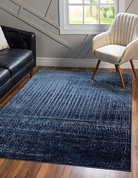 Amazon.com: Unique Loom Del Mar Collection Contemporary Transitional Blue Area Rug (3' 3 x 5' 3): Kitchen & Dining Loft Area Rug, Contemporary Transitional, Blue Carpet, Square Rugs, White Rooms, Transitional Area Rugs, Unique Loom, Buy Rugs, Blue Area Rug