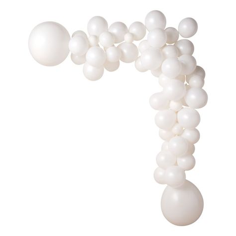 Make your wedding decorations feel like they're floating with help from this white balloon garland kit. It includes everything you need to make a lovely display of white balloons to use on an archway under which you'll say your "I do's" or draped around your reception. Inflate the balloons, weave the knots into the decorating strip and then arrange the strip into the shape you've pictured in your head. Use the Glue Dots to help you fill in spaces with balloons and make your display look even mor White Balloon Garland, Confirmation Party, Seventeenth Birthday, Retirement Party Gifts, Cake Smash Photos, White Balloons, Blue Balloons, Sleepover Party, Balloon Decorations Party