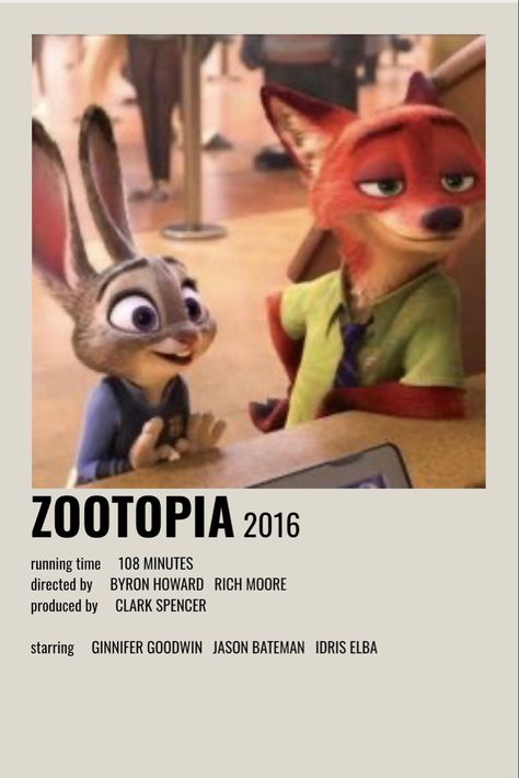 Zootopia Movie, Polaroid Movie Poster, Indie Movie Posters, Animated Movie Posters, Disney Movie Posters, Film Vintage, Movie Card, Iconic Movie Posters, Film Posters Minimalist