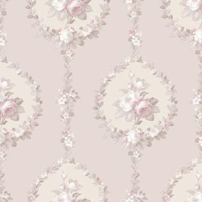 Pink Wallpaper Laptop, Floral Textile, Soft Pink Theme, Smooth Wallpaper, Flowery Wallpaper, Vinyl Collection, Trellis Design, Vintage Princess, Wall Vinyl