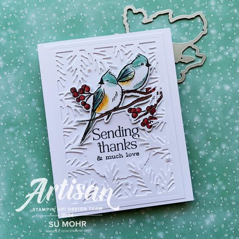 Handmade Cards Diy, Stamped Christmas Cards, Hand Crafted Cards, Step Cards, Stampin Up Christmas, Hand Of Cards, Bird Cards, Stamping Up Cards, Tree Tops