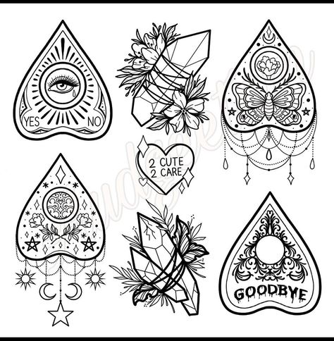 Planchette Tattoo, Skull Tattoo Ideas, Witch Tattoo, Spooky Tattoos, Geniale Tattoos, Tattoo Art Drawings, Tattoos Art, Tattoo Flash Art, American Traditional Tattoo