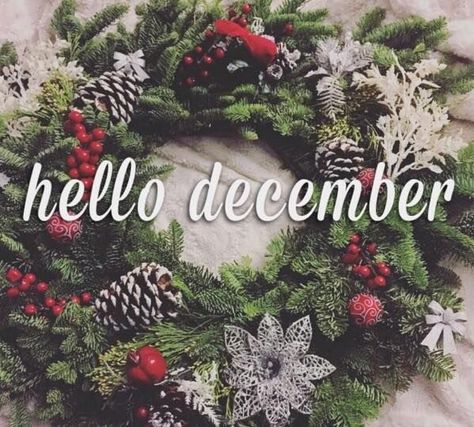 Hello December Christmas Wreath Quote Pictures, Photos, and Images for Facebook, Tumblr, Pinterest, and Twitter Hello December Tumblr, Welcome December Quotes, Hello December Pictures, Hallo November, December Wallpaper Iphone, Hello December Images, December Images, December Pictures, Welcome December