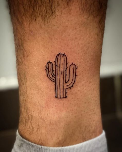 Mexico Small Tattoo, Finger Cactus Tattoo, Cactus With Sombrero Tattoo, Tattoo Ideas Cactus, Cactus Tattoo Fineline, Stick And Poke Tattoo Big, Cactus Outline Tattoo, Saguaro Cactus Tattoo Small, Cactus Tattoo Men