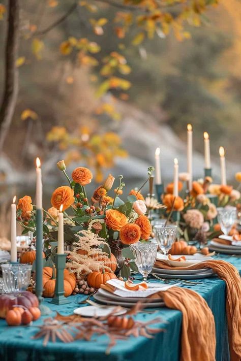 Colorful Fall Centerpiece, Vivid Fall Wedding, Fairytale Palette, Thanksgiving Arrangements, Elegant Fall Wedding Ideas, Winter Baptism, Fall Wedding Table Settings, Fall Bridal Shower Decorations, Fall Centerpiece Ideas