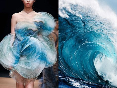 Ocean Inspired Fashion, Water Fashion, Nature Inspired Fashion, Mode Hipster, Conceptual Fashion, Fashion Illustration Sketches Dresses, Ocean Fashion, Iris Van Herpen, Fashion Sketchbook