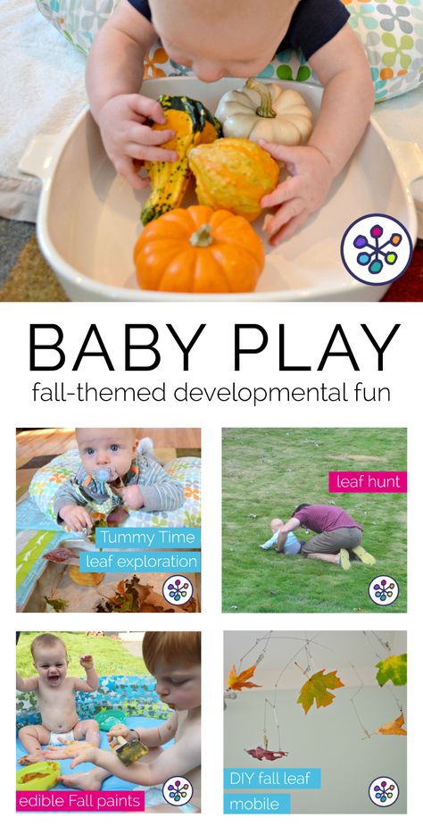 If you love fall - share it with your baby. Developmental and learning play for newborns and bigger babies. Tummy Time play, sensory play and more from a pediatric OT.  CanDoKiddo.com Infant Teacher, Developmental Activities, Baby Development Activities, Infant Toys, Infant Lesson Plans, Infant Sensory Activities, Infant Classroom, Tummy Time Activities, Halloween Sensory