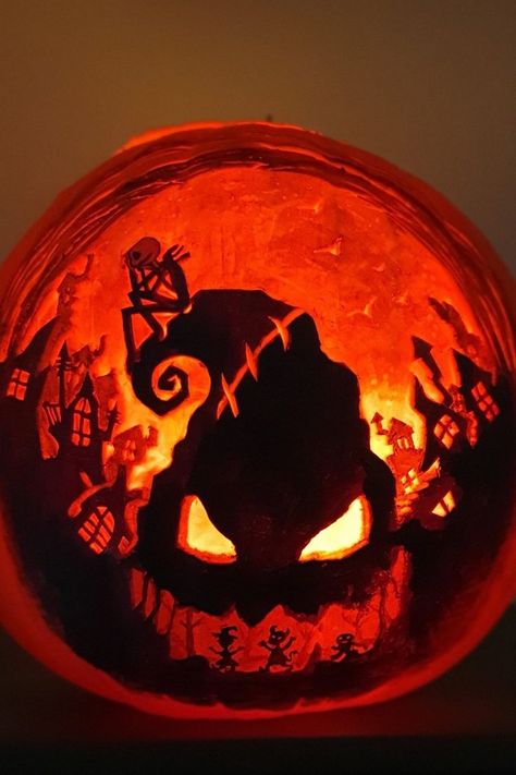 Oogie Boogie Pumpkin Carving, Carvings Designs, Jack Skellington Pumpkin Carving, Oogie Boogie Pumpkin, Cool Pumpkin Designs, Halloween Pumpkins Carvings Designs, Pumpkin Carving Stencils Templates, Nightmare Before Christmas Pumpkin, Halloween Pumpkin Stencils