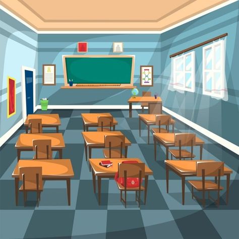 Classroom Cartoon Background, Brown Study Table, Study Table Chair, Papan Tulis Kapur, High School English Classroom, Study Table And Chair, Classroom Background, Teachers Room, Classroom Images