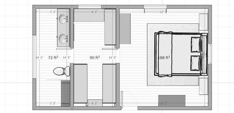 Closet And Bathroom Combo, Closet To Bathroom, Walk In Closet Plan, Erin Kestenbaum, Ensuite Layout, Suite Layout, Walk In Closet Layout, Master Suite Layout, Bathroom And Walk In Closet