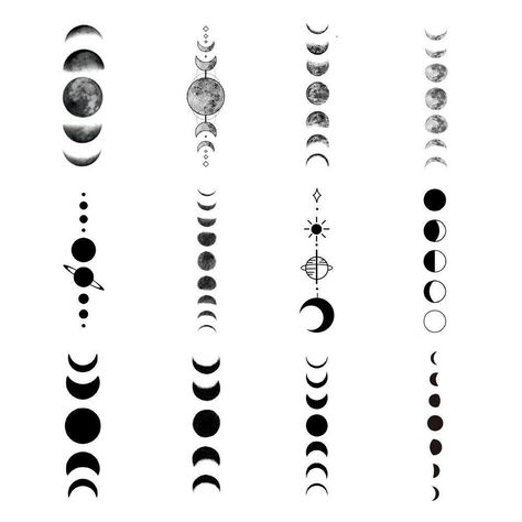 Moon Cycle Tattoo, Small Moon Tattoos, Moon Phases Tattoo, Bts Tattoos, Muster Tattoos, Moon Tattoo Designs, Phases Of The Moon, Discreet Tattoos, Dainty Tattoos