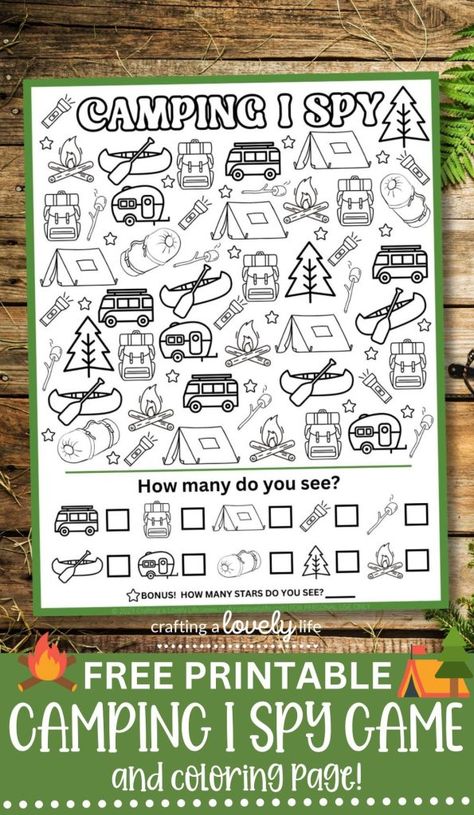 Camping Themed Math Activities, Camping I Spy Printable, Camping Printables For Preschool, C Is For Camping Craft, Camp Kindergarten Activities, Math Camping Activities, Classroom Campfire Diy, Camping Spree With Mr Magee Craft, Camp Theme School Activities