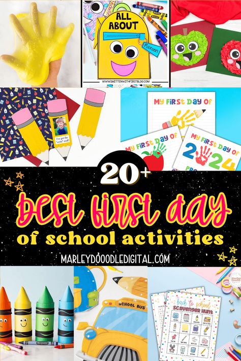 Discover 22 fun and engaging first day of school activities for toddlers, preschoolers, and kindergarteners! From free printables to creative back-to-school projects, these ideas will make the first week of school exciting and memorable. Perfect for teachers and parents, these activities are designed to help kids adjust to the new school year with joy and enthusiasm. First Week Of School Crafts Kindergarten, First Day Of School Activities Toddlers, Toddler Back To School Activities, Preschool Welcome Activities, Welcome Back Activity For Kids, Preschool First Week Activities, First Day Preschool Activities, Preschool First Day Of School Activities, First Day Of School Activities Preschool