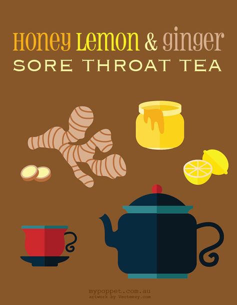 My Honey, Lemon & Ginger Sore Throat Tea Saves the Day - My Poppet Living Ginger Lemon Honey Tea Sore Throat, Honey Sore Throat Remedy, Sour Throat, Sore Throat Remedies For Adults, Strep Throat Remedies, Honey For Sore Throat, Throat Tea, Sore Throat Tea, Ginger Lemon Tea