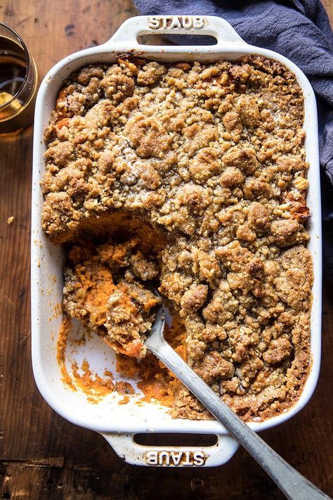 Cinnamon Streusel Swirled Maple Sweet Potato Casserole | halfbakedharvest.com @hbharvest Maple Sweet Potatoes, Half Baked Harvest Recipes, Cinnamon Streusel, Sweet Potato Recipes Casserole, Thanksgiving Time, Slow Cooker Desserts, Harvest Recipes, Half Baked, Holiday Foods