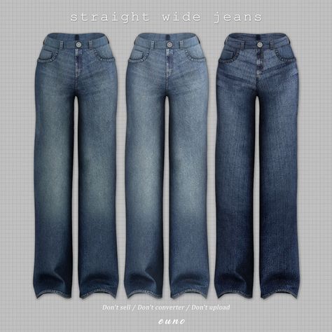 Straight Wide Jeans, Euno Sims, Mods Sims 4, Sims 4 Tsr, Sims 4 Cas Mods, Free Sims 4, The Sims 4 Packs, Tumblr Sims 4, Sims 4 Expansions