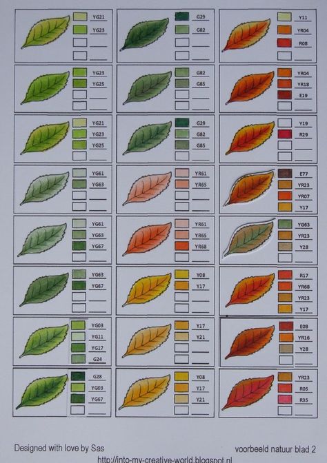 Copic color blends for Leaves Copic Tips, Copic Color Chart, Coloring Pens, Copic Tutorials, Copic Markers Tutorial, Copic Pens, Copic Marker Art, Seni Pastel, Colored Pencil Tutorial