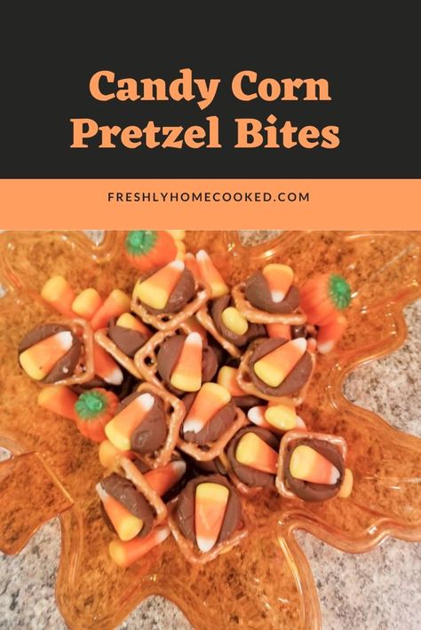 Candy Corn Pretzel Bites, Corn Bites Recipe, Corn Bites, Homecooked Recipes, Pretzel Roll, Homecooked Meals, Kisses Chocolate, Recipe Board, Food Heaven