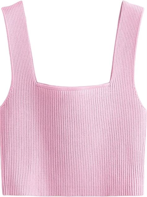 trendy light pink top 2023 Light Pink Crop Top, Plain Tank Tops, Wide Leg Pants Jeans, Light Pink Tops, Rib Knit Fabric, Lace Cami Top, Cheap Fabric, Costume Intero, Pink Crop Top