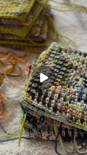 Emily Davies  #alwaysyarning on Instagram: "Adding a grey border to all of these moss stitch squares that I crocheted with @nicole_hueloco Farmer’s Market Collection last year. I think this is going to be a beautiful blanket!
.
.
.
#crochet #crochetblanket #crocheting #huelocoyarn #yarnstagram" Mixed Media Crochet, Moss Stitch Granny Square, Crochet Variegated Yarn, Moss Stitch Crochet Blanket, Square Cardigan Pattern, Granny Square Cardigan Pattern, Linen Stitch Crochet, Moss Stitch Crochet, Rose Granny Square