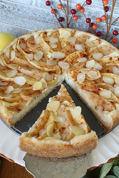 A Fall favorite of apples and pears, a cream cheese center, nestled in a golden delicious baked crust. Pear Cream Cheese, Pear Cream, Easy Fruit Tart, Cream Cheese Tart, Pear Tart Recipe, Fall Desserts Apple, Apple Cream Cheese, Pear Tart, Pumpkin Pudding